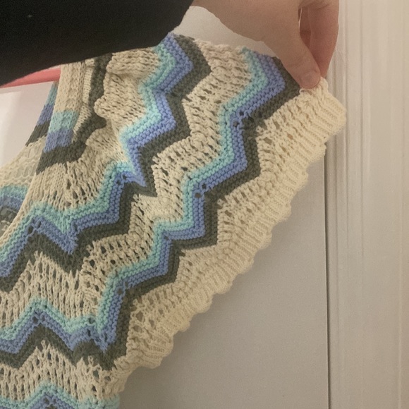 100% Cotton Crochet Sweater top with buttons Size Large Versona - Picture 5 of 9